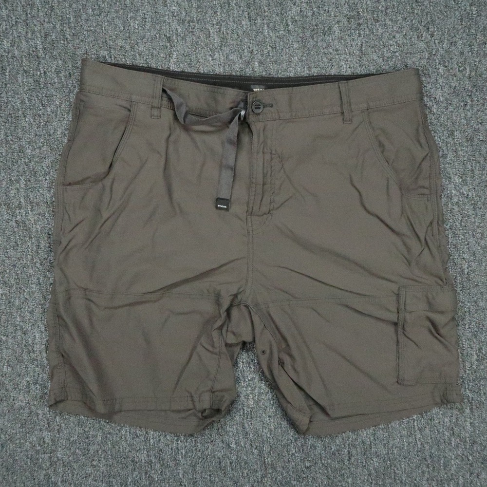 prAna Shorts Mens 38 Gray Green Stretch Zion II Cargo Pockets Hiking Slim Fit